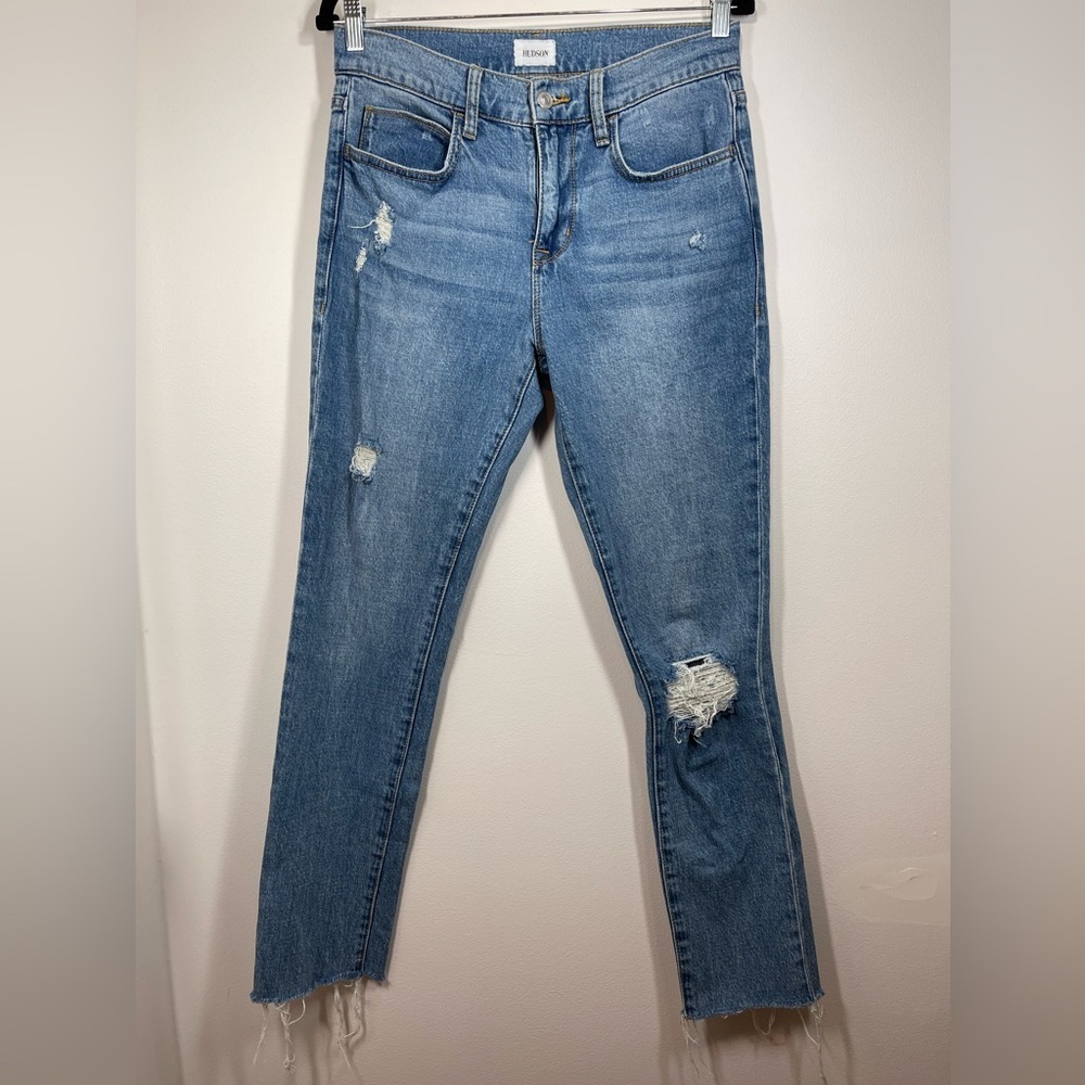 HUDSON Jeans Men’s Size 30 Ace Skinny-Fit Distressed Blue Medium Wash